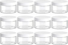 12 Pack 4 Oz Plastic Containers Small Jars with White Lids