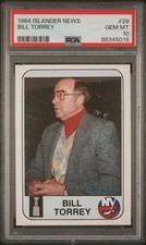 Bill Torrey 1984 NEW YORK ISLANDER NEWS #28 Rookie Card PSA 10 POP 11 HOF Legend