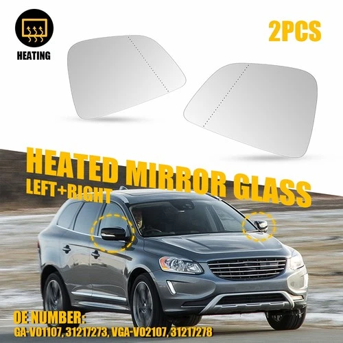 Heated Mirror Glass For 2010-2017 Volvo XC60 Driver Passenger Side GA-VO2107 2x