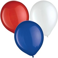 Red, White Blue 11-inch Latex Balloons 15Per Pack Patriotic Party Decorations