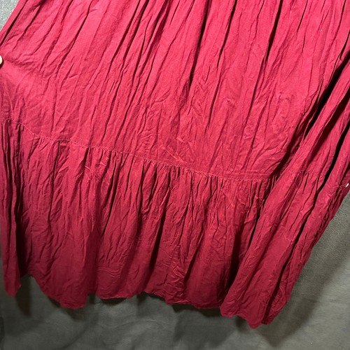 Vintage women maxi skirt XL pink pleated peasant prarie teired western buttons - Picture 5 of 6