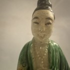 Vintage Chinese Green Sancai Glazed Pottery 3 1/4" Guanyin Sculpture Figure — photo 3