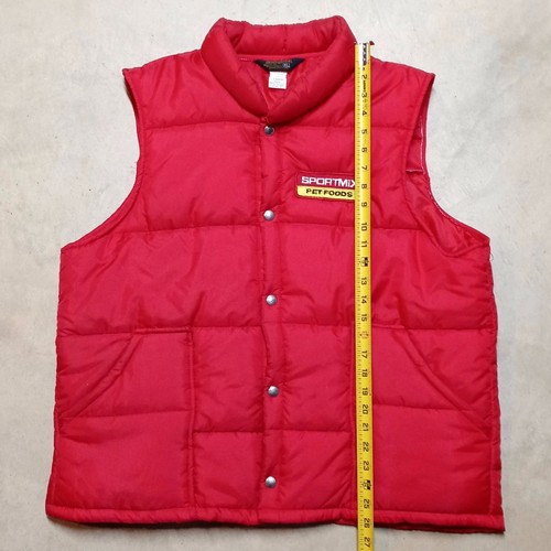 Vintage Swingster Red Made in USA Sportmix Pet Food Patch Polar Vest - Size XL - Picture 9 of 10