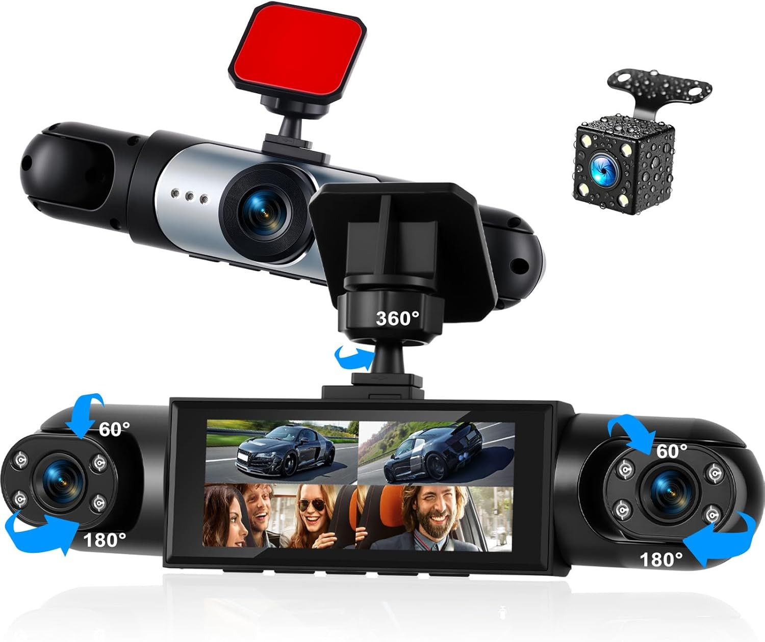 Dashcam 4 canaux GPS caméra embarquée voiture grand angle 1080P intégrale