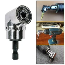 Silver Drill Adapter Right Angle 1/4" Adapter Bits Chrome-Vanadium Steel