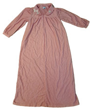 Womens Vintage Robe Housecoat Pink Katz Half Zip USA Made Embroidered M