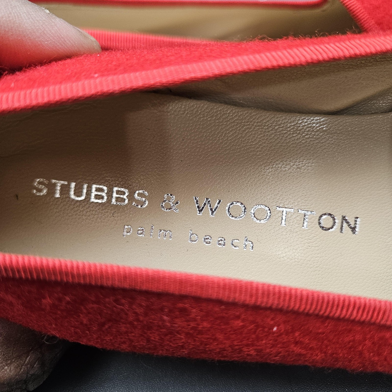 Stubbs & Wootton Shoes Womens 6 Red Felt Wool Smoking Loafers Crest Slippers