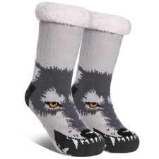 Kids Fuzzy Slipper Socks Boys Girls Soft Cozy Fluffy Grips Socks Winter Warm ...