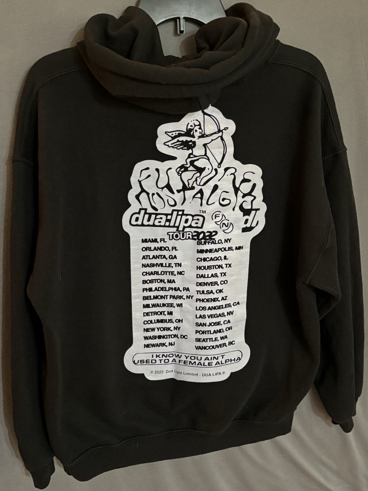 Dua Lipa Official Hoodie Adult Large Black Future Nostalgia 2022 Tour