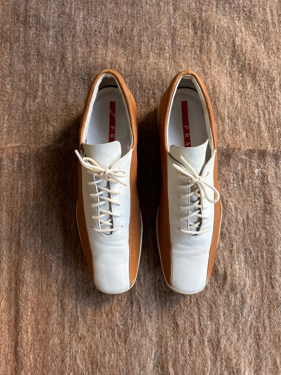 靴 00s y2k archive PRADA leather shoes Vtg Archive Prada 1999 FW Runway Leather Derby Y2k Italy