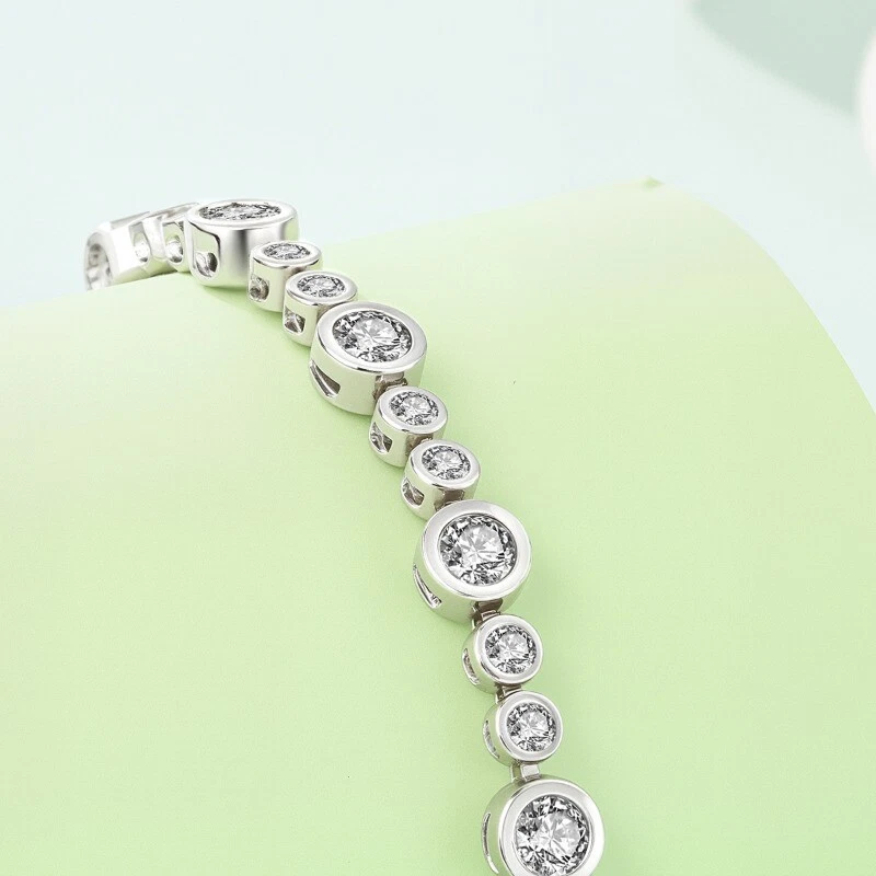 Pulsera KUNSIR Plata de Ley 925 Burbuja Estrellada Cadena de Cuentas Redondas Mujeres Regalos Foto 4 de 4