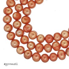 16" Freshwater Pearl Egg Round Beads 5-5.5mm Orange 66249