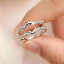 1.20CT Round-Cut Lab Created Enhancer Wrap Wedding Band Ring 14K White Gold FN