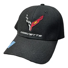 Black Flexfit Style Chevy C8 Corvette Hat / Cap (Licensed)