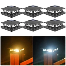 6/8/12 Pack LED Solar Post Lights Outdoor Deck Cap Fence Light PVC Vinyl 4x4 6x6