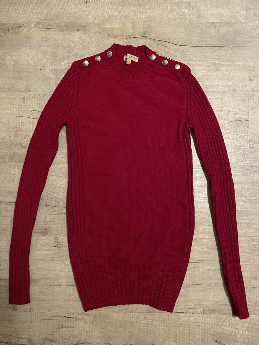 Burberry women 100% merino wool Red Sweater Knitted Jumper Size S