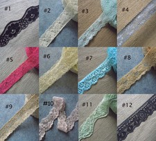 6-14 Yards 1"-2" Wide Stretch Floral Lace Black,Green,Beige,Ivory,Grey,Red xx6