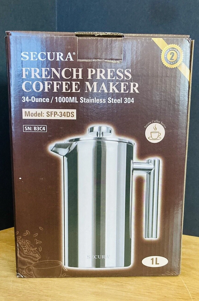 French Press Coffee Maker SECURA BRAND NEW IN BOX SFP-34DS 692622699986