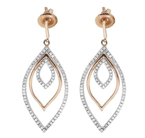 Boucles D'oreilles Pendantes Goutte - Imitation Diamant 2Ct - Plaqué Or Blanc Sur Argent 925 - Style Ancien - Neuf
