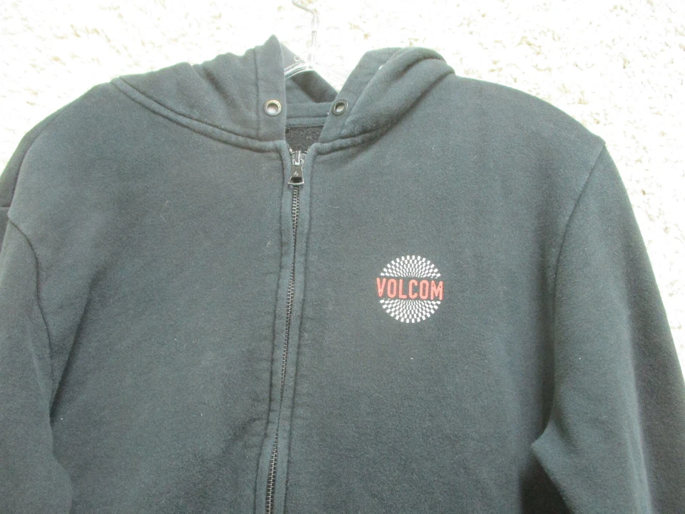 Volcom Sweater Medium Adult Black Hoodie Full Zip Pockets Casual Logo Mens M - Image 2 of 4