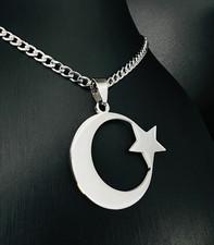 Halbmond Stern Anhänger Edelstahl Halskette Silber Damen Schmuck Ay Yildiz K119A