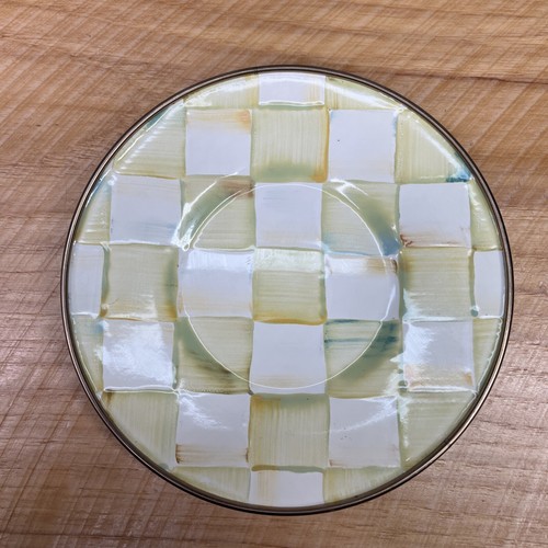 MacKenzie Childs Parchment Check Enamel Saucer Plate 6" Retired - Picture 3 of 8