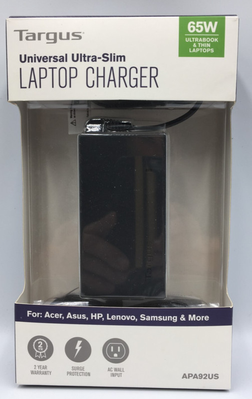 Targus APA92US 65W AC Ultra-Slim Universal Laptop Charger Brand New In Box