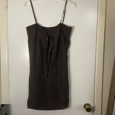 THEORY brown Selby slip bow mini silk dress size US 8