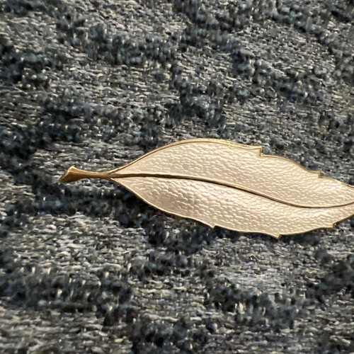 Vintage Norway Sterling Enamel White Leaf Brooch Pin FJ Finn Jensen - Picture 2 of 15