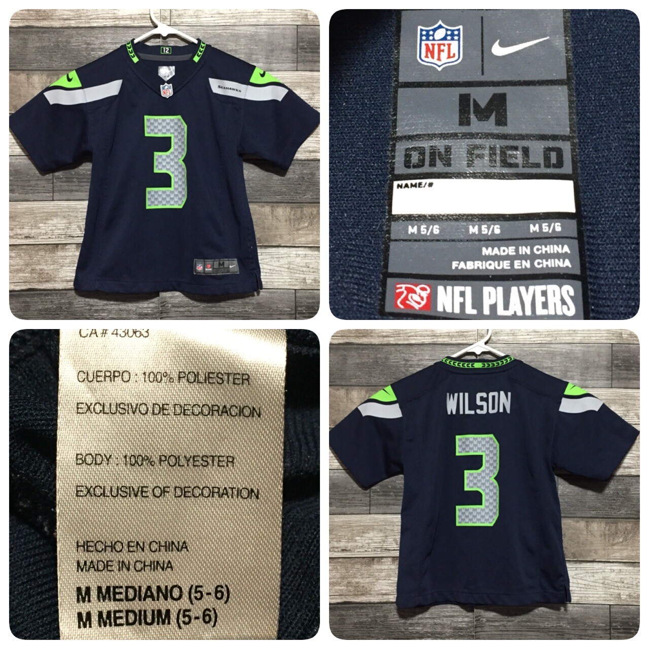 Nike On Field Seattle Seahawks NFL Football Jersey Youth M (5-6) Navy Blue B2
