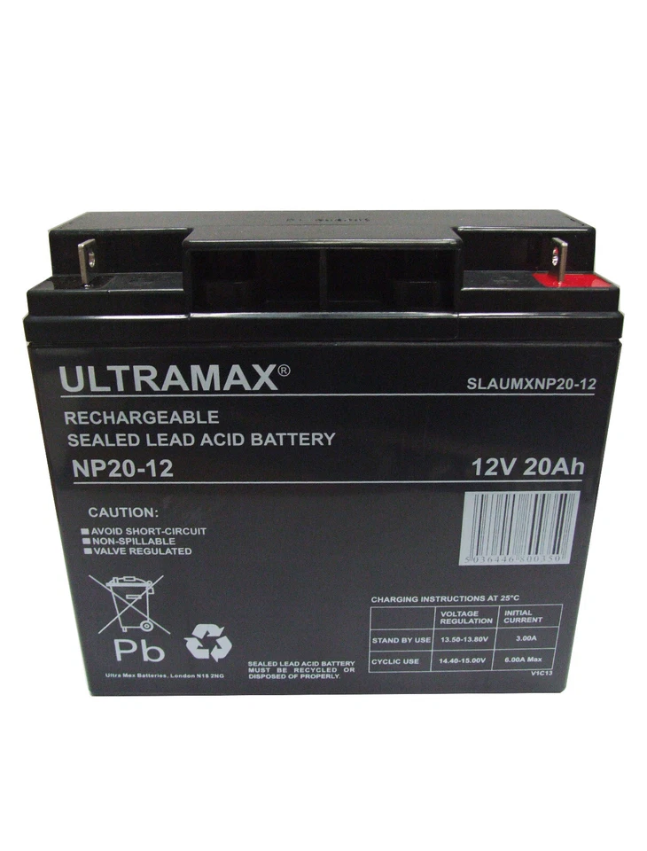 ULTRAMAX NP20-12 - 12V 20Ah Sealed Lead Acid Deep Cycle Battery - Image 2 of 2