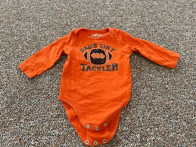 Jumping Beans Boys Orange Dad's Tiny Tackler Bodysuit 9M