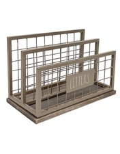 Rae Dunn Desktop Mail Organizer, 2-Compartment, Grey Letters