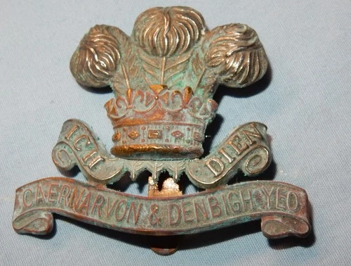 WW1 ERA CAERNARVON & DENBIGH YEOMANRY REGIMENT MILITARY CAP BADGE WORLD WAR I