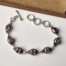 Designer Amethyst Bracelet 925 Sterling Silver Gift For Her Boho Bracelet PG8305