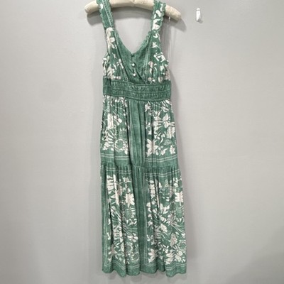 slim fit dress slacks Entro Fall Garden Ecru Floral Puff Sleeve Cotton Midi Dress Small main image 0