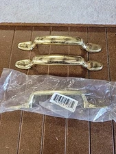  3" Decorative Edge Spoon Foot Polished  Brass Drawer Pull-3PK Cabinet Kitchen 