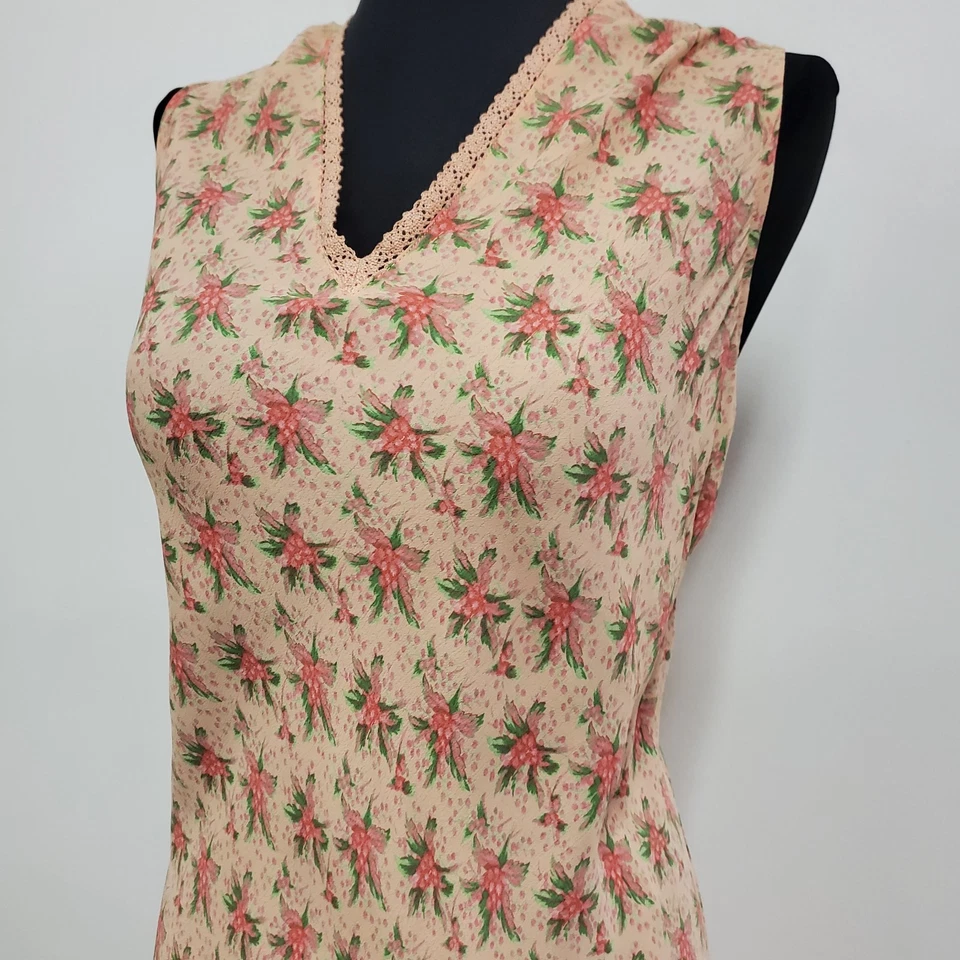 Vintage April Cornell Damen skurriles Feen Maxikleid Größe XL rosa romantisch - Bild 2 von 4