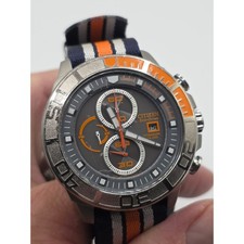 Citizen Eco-Drive Brycen Titanium Chronograph Watch Grey Orange CA0500-51L Mens