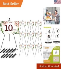 Metal Easel Stand for Sign Display 10 Pack Foldable Portable Black Adjustable