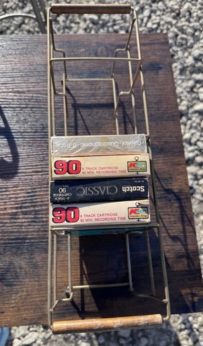 Scatola porta cartucce nastro 8 tracce vintage cestino porta 14 nastri - Foto 1 di 5