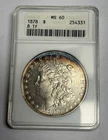 1878-P 8TF ANACS MS60 Morgan Silver Dollar (Toned, All Original Mint State!) $1