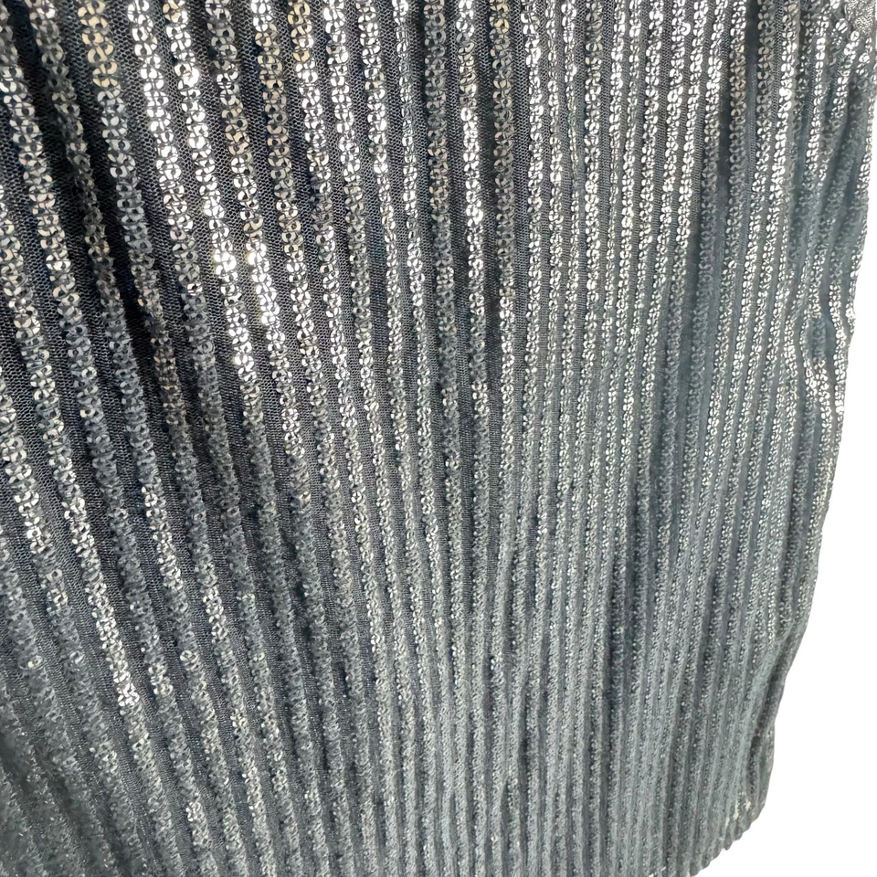 Blusa sin mangas By Chico's negra de nailon de algodón con lentejuelas forrada frontal cuello redondo S Foto 3 de 4