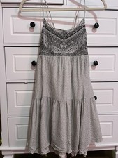 American Eagle Outfitters Women's Baby Doll Tiered Dress White Size Small Boho