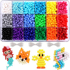 2600 Pcs Pony Beads Kit 18 Color Rainbow Plastic Multicolor Pony Bead Bulk with
