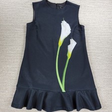 Victoria Beckham Target Calla Lily Dress Womens L Black Satin Ruffle Peplum Hem