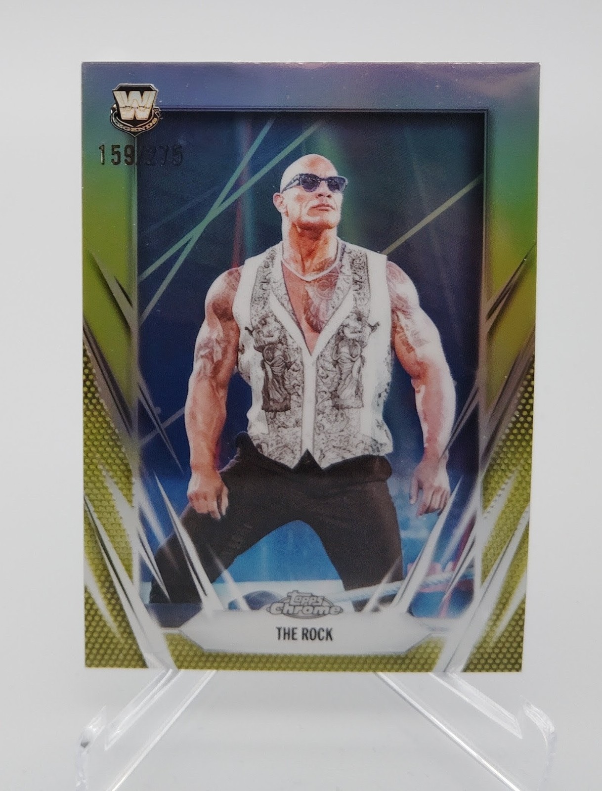 2026 Topps Chrome WWE The Rock Green Refractor #1 /275 Dwayne Johnson view 1