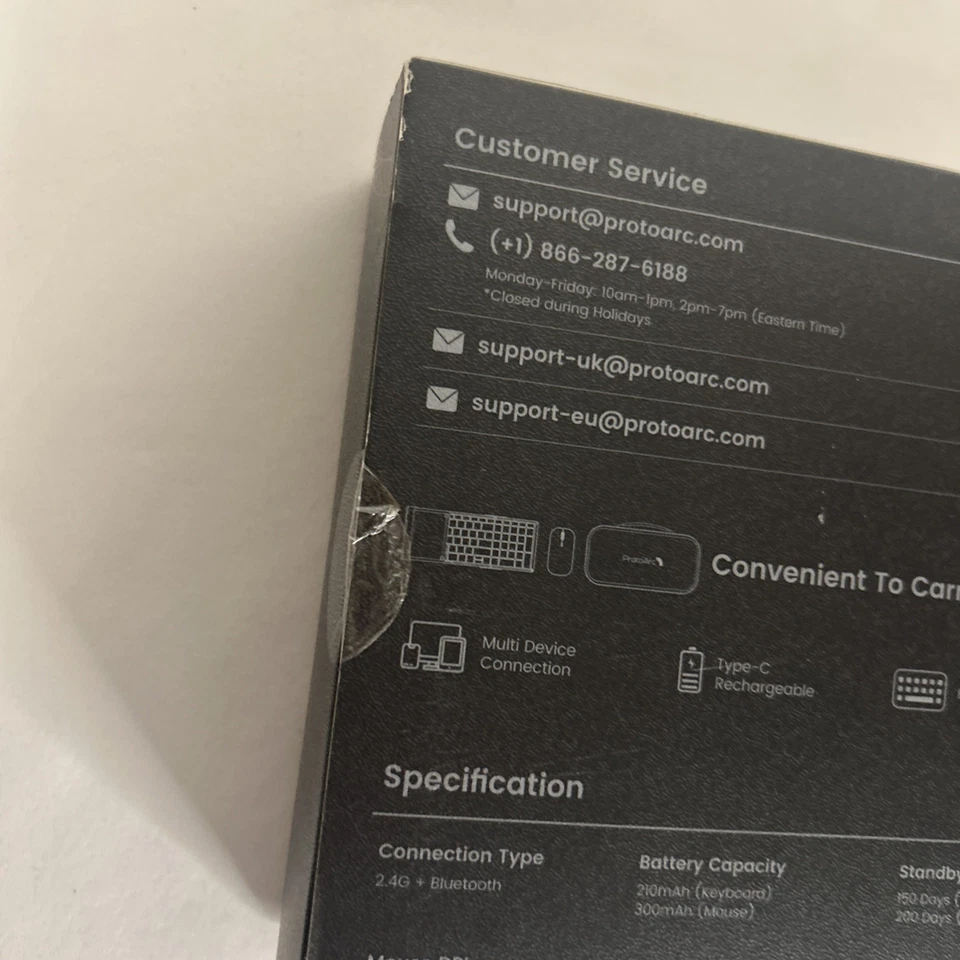 ProtoArc Foldable Keyboard and Mouse, XKM01 Folding Wireless Keyboard Mouse Comb - Image 3 of 4