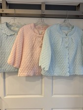 Vintage Barbizon Lot of 3 Satin Bed Jacket Pink  Blue Dainty Puff  Pretti Puff