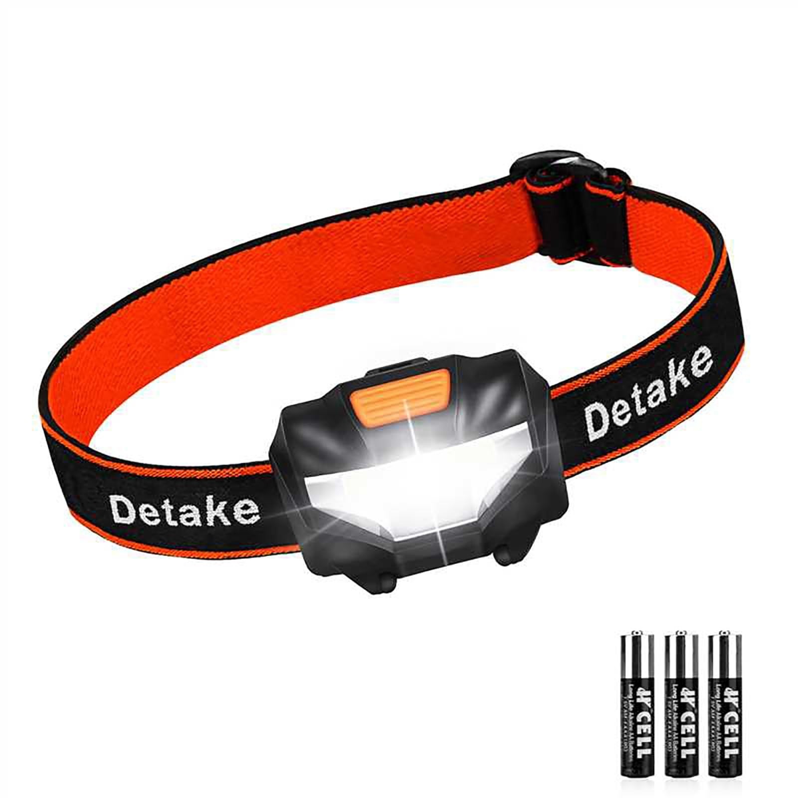 Detake LED Head Torch | Super Bright Headlamp 3 Modes | Lightweight & Adjustable
